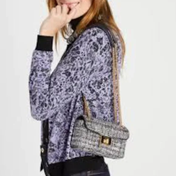 #120 - NWT - Kate Spade New York Evelyn Sequin Tweed Small Shoulder Crossbody - Picture 11 of 16